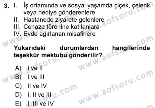 Sosyal Davranış ve Protokol Dersi 2023 - 2024 Yılı (Vize) Ara Sınav Soruları 3. Soru