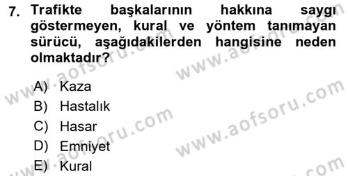 Sosyal Davranış ve Protokol Dersi 2023 - 2024 Yılı (Vize) Ara Sınav Soruları 7. Soru