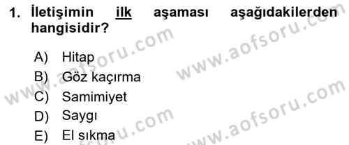 Sosyal Davranış ve Protokol Dersi 2023 - 2024 Yılı (Final) Dönem Sonu Sınav Soruları 1. Soru