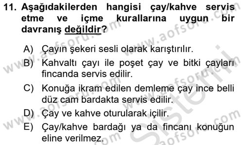 Sosyal Davranış ve Protokol Dersi 2023 - 2024 Yılı (Final) Dönem Sonu Sınav Soruları 11. Soru