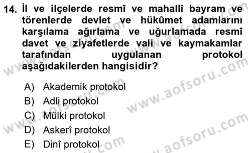 Sosyal Davranış ve Protokol Dersi 2023 - 2024 Yılı (Final) Dönem Sonu Sınav Soruları 14. Soru
