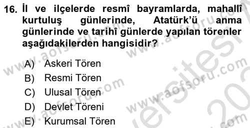 Sosyal Davranış ve Protokol Dersi 2023 - 2024 Yılı (Final) Dönem Sonu Sınav Soruları 16. Soru