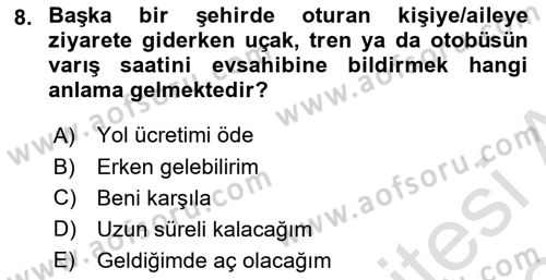 Sosyal Davranış ve Protokol Dersi 2023 - 2024 Yılı (Final) Dönem Sonu Sınav Soruları 8. Soru