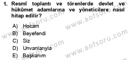 Sosyal Davranış ve Protokol Dersi 2023 - 2024 Yılı Yaz Okulu Sınav Soruları 1. Soru
