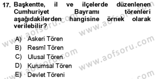 Sosyal Davranış ve Protokol Dersi 2023 - 2024 Yılı Yaz Okulu Sınav Soruları 17. Soru
