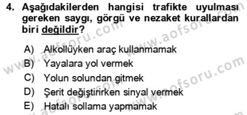 Sosyal Davranış ve Protokol Dersi 2023 - 2024 Yılı Yaz Okulu Sınav Soruları 4. Soru