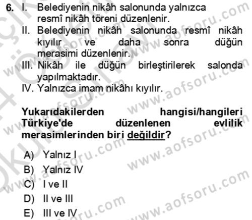 Sosyal Davranış ve Protokol Dersi 2023 - 2024 Yılı Yaz Okulu Sınav Soruları 6. Soru