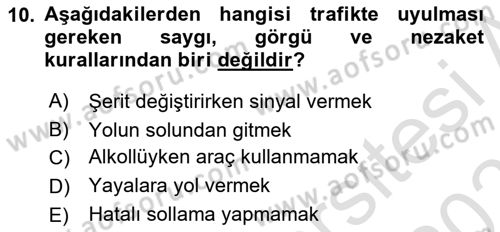 Sosyal Davranış ve Protokol Dersi 2024 - 2025 Yılı (Vize) Ara Sınav Soruları 10. Soru