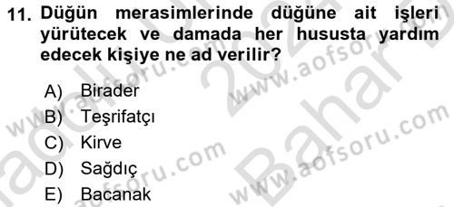 Sosyal Davranış ve Protokol Dersi 2024 - 2025 Yılı (Vize) Ara Sınav Soruları 11. Soru