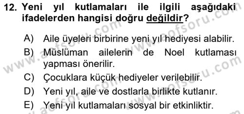 Sosyal Davranış ve Protokol Dersi 2024 - 2025 Yılı (Vize) Ara Sınav Soruları 12. Soru