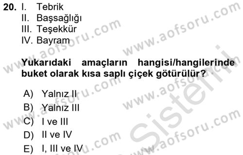 Sosyal Davranış ve Protokol Dersi 2024 - 2025 Yılı (Vize) Ara Sınav Soruları 20. Soru