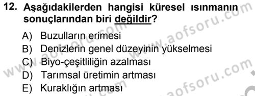 Çevre Sosyolojisi Dersi Ara Sınavı Deneme Sınav Soruları 12. Soru