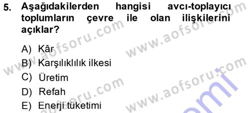 Çevre Sosyolojisi Dersi Ara Sınavı Deneme Sınav Soruları 5. Soru