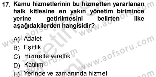 Çevre Sosyolojisi Dersi 2013 - 2014 Yılı Tek Ders Sınav Soruları 17. Soru