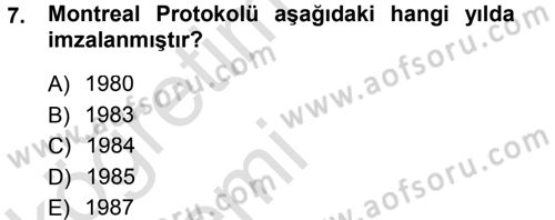 Çevre Sosyolojisi Dersi 2013 - 2014 Yılı Tek Ders Sınav Soruları 7. Soru