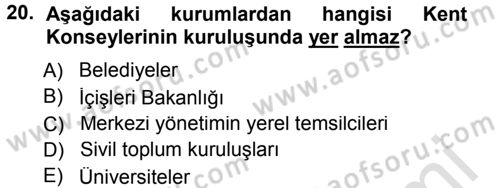 Çevre Sosyolojisi Dersi 2014 - 2015 Yılı Tek Ders Sınav Soruları 20. Soru