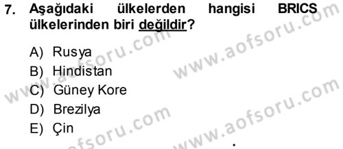 Çevre Sosyolojisi Dersi 2014 - 2015 Yılı Tek Ders Sınav Soruları 7. Soru