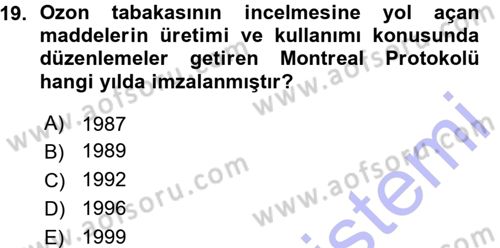 Çevre Sosyolojisi Dersi Ara Sınavı Deneme Sınav Soruları 19. Soru