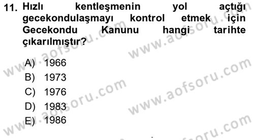 Çevre Sosyolojisi Dersi 2015 - 2016 Yılı (Final) Dönem Sonu Sınav Soruları 11. Soru