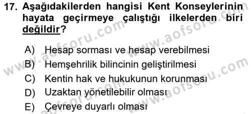 Çevre Sosyolojisi Dersi 2015 - 2016 Yılı (Final) Dönem Sonu Sınav Soruları 17. Soru