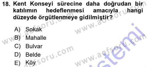 Çevre Sosyolojisi Dersi 2015 - 2016 Yılı (Final) Dönem Sonu Sınav Soruları 18. Soru