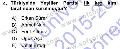 Çevre Sosyolojisi Dersi 2015 - 2016 Yılı (Final) Dönem Sonu Sınav Soruları 4. Soru