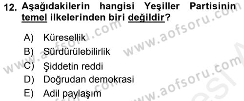 Çevre Sosyolojisi Dersi 2015 - 2016 Yılı Tek Ders Sınav Soruları 12. Soru