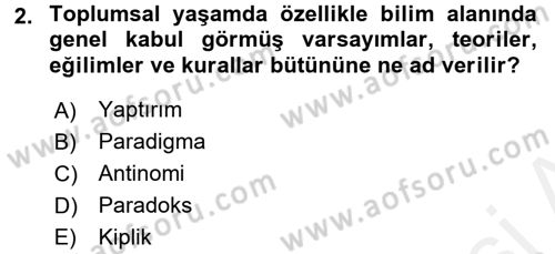 Çevre Sosyolojisi Dersi 2015 - 2016 Yılı Tek Ders Sınav Soruları 2. Soru