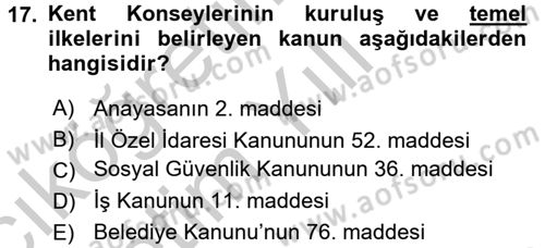 Çevre Sosyolojisi Dersi 2016 - 2017 Yılı 3 Ders Sınav Soruları 17. Soru