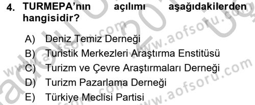 Çevre Sosyolojisi Dersi 2016 - 2017 Yılı 3 Ders Sınav Soruları 4. Soru