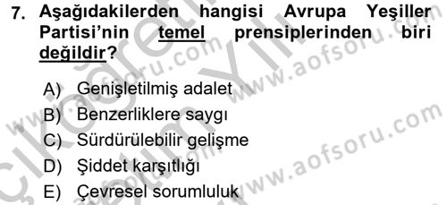 Çevre Sosyolojisi Dersi 2016 - 2017 Yılı 3 Ders Sınav Soruları 7. Soru