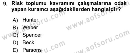 Çevre Sosyolojisi Dersi 2016 - 2017 Yılı 3 Ders Sınav Soruları 9. Soru