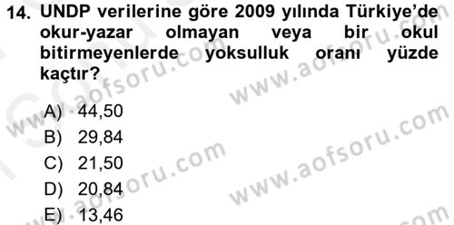 Çevre Sosyolojisi Dersi 2016 - 2017 Yılı (Final) Dönem Sonu Sınav Soruları 14. Soru