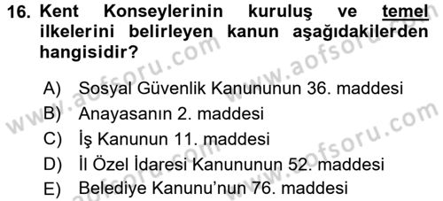 Çevre Sosyolojisi Dersi 2016 - 2017 Yılı (Final) Dönem Sonu Sınav Soruları 16. Soru