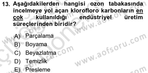 Çevre Sosyolojisi Dersi Ara Sınavı Deneme Sınav Soruları 13. Soru