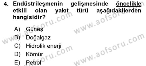 Çevre Sosyolojisi Dersi Ara Sınavı Deneme Sınav Soruları 4. Soru