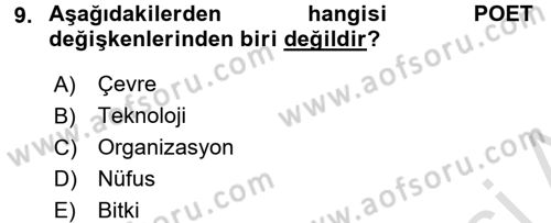 Çevre Sosyolojisi Dersi Ara Sınavı Deneme Sınav Soruları 9. Soru