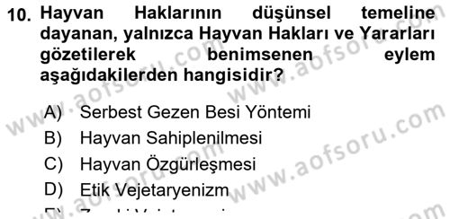 Çevre Sosyolojisi Dersi 2019 - 2020 Yılı Yaz Okulu Sınavı 10. Soru