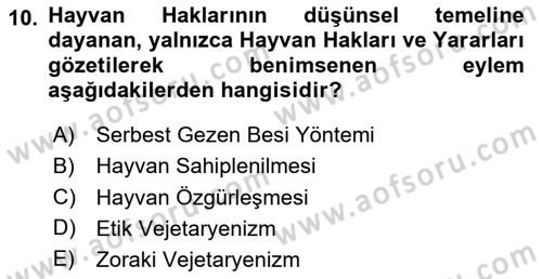 Çevre Sosyolojisi Dersi 2020 - 2021 Yılı Yaz Okulu Sınavı 10. Soru