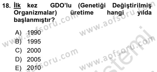 Çevre Sosyolojisi Dersi 2021 - 2022 Yılı (Vize) Ara Sınavı 18. Soru