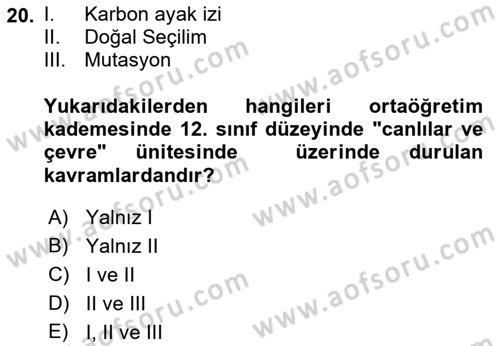 Çevre Sosyolojisi Dersi 2021 - 2022 Yılı (Final) Dönem Sonu Sınav Soruları 20. Soru