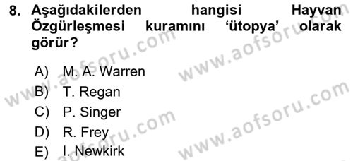 Çevre Sosyolojisi Dersi 2021 - 2022 Yılı (Final) Dönem Sonu Sınav Soruları 8. Soru