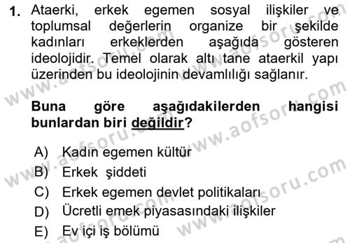 Çevre Sosyolojisi Dersi 2021 - 2022 Yılı Yaz Okulu Sınavı 1. Soru