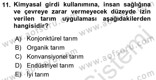 Çevre Sosyolojisi Dersi 2021 - 2022 Yılı Yaz Okulu Sınavı 11. Soru