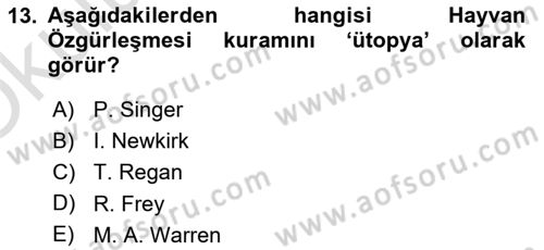 Çevre Sosyolojisi Dersi 2021 - 2022 Yılı Yaz Okulu Sınavı 13. Soru