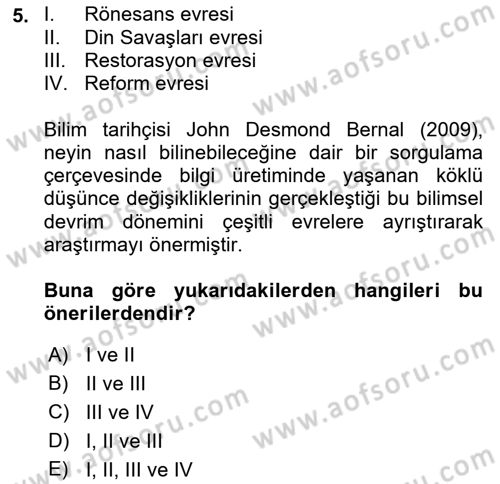 Çevre Sosyolojisi Dersi 2021 - 2022 Yılı Yaz Okulu Sınavı 5. Soru