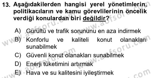 Çevre Sosyolojisi Dersi Ara Sınavı Deneme Sınav Soruları 13. Soru