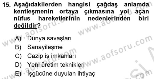 Çevre Sosyolojisi Dersi Ara Sınavı Deneme Sınav Soruları 15. Soru