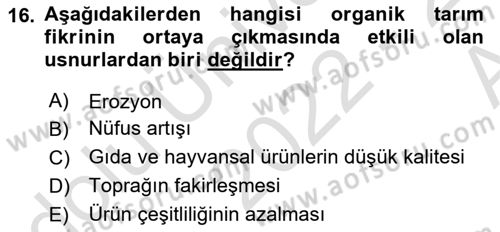 Çevre Sosyolojisi Dersi 2022 - 2023 Yılı (Vize) Ara Sınav Soruları 16. Soru
