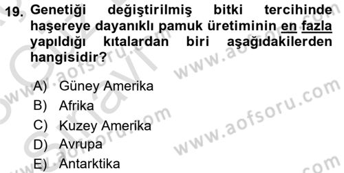 Çevre Sosyolojisi Dersi Ara Sınavı Deneme Sınav Soruları 19. Soru